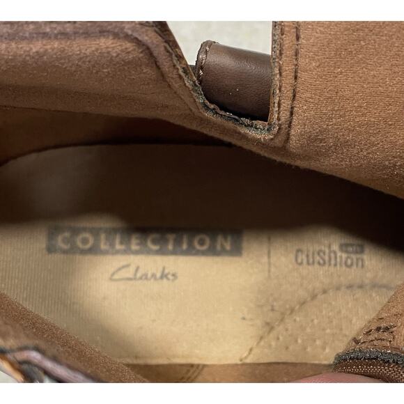 Clarks Womens Addiy Zoie Boot Size 11 Brown Leather Bootie Studded Straps-Zipper - Picture 9 of 11